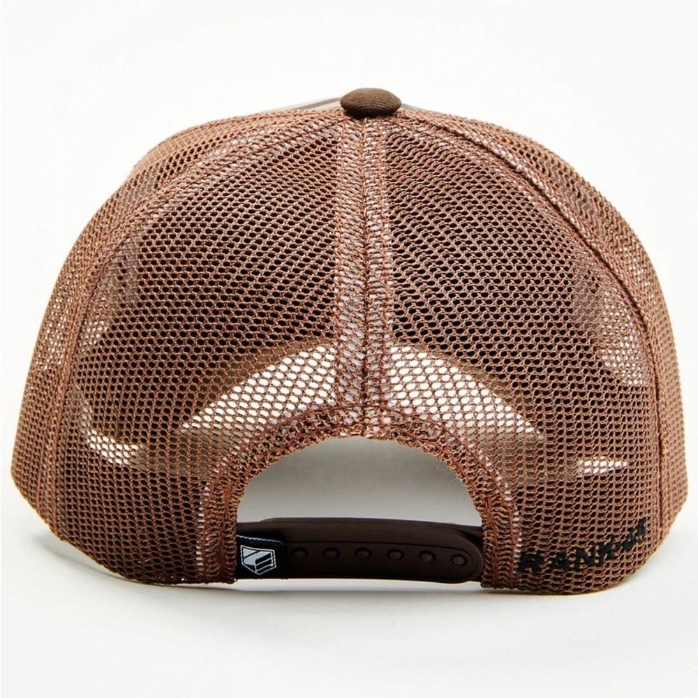 RANK 45 • Men’s Brown Flag Logo Baseball Cap Trucker Hat - Picture 2 of 4